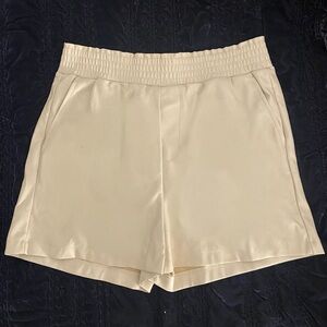 7 For All Mankind Cream High Waist Shorts- leather material